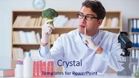  Presentation with organic - Presentation design having dna diet - scientist working on organic fruits background and a light blue colored foreground