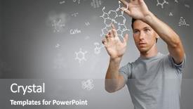  Presentation with chemical formulas science - PPT theme featuring scientist working with chemical formula background and a gray colored foreground
