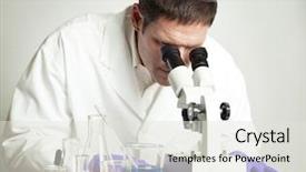  Presentation with forensic scientist - PPT layouts with scientist working with chemicals background and a  colored foreground