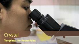  Presentation with microscope - PPT theme with scientist-working-with-the-microscope background and a tawny brown colored foreground