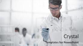  Presentation with chemical management - Slide deck enhanced with scientist writes a chemical formula background and a light gray colored foreground