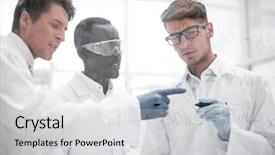  Presentation with chemical - Slides having virology - group of scientists discussing chemical background and a light gray colored foreground