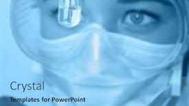  Presentation with lab test - PPT theme consisting of scientists-experiment-in-a-lab background and a light blue colored foreground