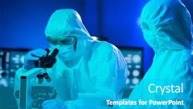  Presentation with lab test - Theme having scientists-in-protection-suits background and a teal colored foreground