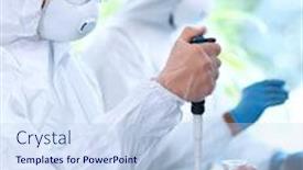  Presentation with laboratory equipment - Presentation enhanced with scientists-in-protection-suits background and a sky blue colored foreground