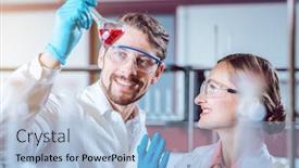  Presentation with lab - Colorful PPT theme enhanced with scientists-in-the-lab-obtaining backdrop and a light blue colored foreground