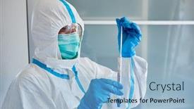  Presentation with research - Amazing PPT layouts having scientists-in-the-laboratory-analyzed backdrop and a light blue colored foreground