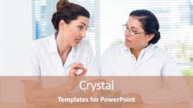  Presentation with mortar - Amazing presentation design having scientists mixing herbs with pestle and mortar in laboratory backdrop and a coral colored foreground