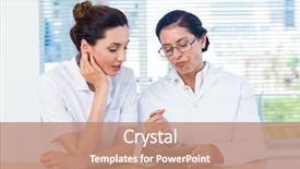  Presentation with mortar - Audience pleasing PPT theme consisting of scientists mixing herbs with pestle and mortar in laboratory backdrop and a coral colored foreground