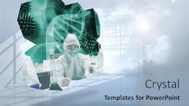  Presentation with holographic - PPT layouts enhanced with scientists on abstract screen against room with holographic cloud background and a light blue colored foreground