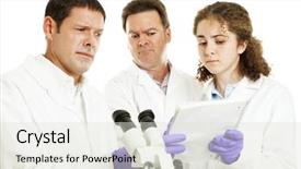  Presentation with lab test - Slide deck with scientists or doctors in lab background and a  colored foreground
