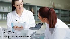  Presentation with laboratory - Presentation having scientists talking about their results background and a light blue colored foreground