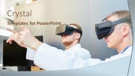  Presentation with virtual reality environments - Beautiful presentation theme featuring scientists-train-with-virtual-reality backdrop and a lemonade colored foreground