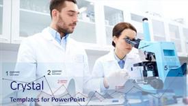  Presentation with clinical chemistry - Slide set consisting of medical statistics reseaarch - science chemistry technology and people background and a sky blue colored foreground