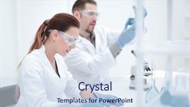  Presentation with work the word in your life - Cool new PPT layouts with scientists work in the laboratory backdrop and a sky blue colored foreground