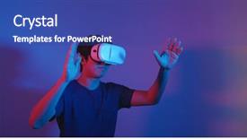  Presentation with virtual reality - Theme featuring man playing with virtual reality background and a ocean colored foreground