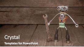  Presentation with parts - Cool new PPT theme with robot made of parts backdrop and a tawny brown colored foreground