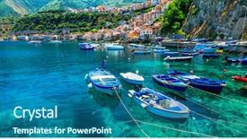  Presentation with fishing - Presentation design featuring scilla town with traditional fishing background and a ocean colored foreground