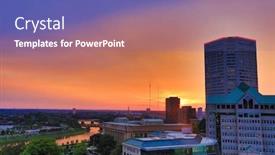  Presentation with columbus - Cool new presentation theme with scioto river glows orange during sunset in columbus ohio backdrop and a violet colored foreground