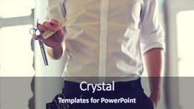  Presentation with beauty salon men - Audience pleasing PPT layouts consisting of scissors and comb at salon backdrop and a navy blue colored foreground