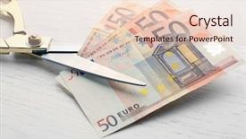  Presentation with euro - Colorful theme enhanced with scissors cuts euro banknote backdrop and a lemonade colored foreground