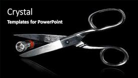  Presentation with save - Amazing theme having scissors-cutting-tv-cable-cord backdrop and a black colored foreground