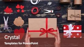  Presentation with labels - Audience pleasing presentation theme consisting of scissors labels and other things backdrop and a red colored foreground