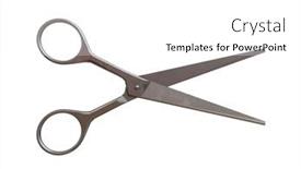  Presentation with hairdressing salon - Presentation theme with scissors-on-a-white-background background and a  colored foreground