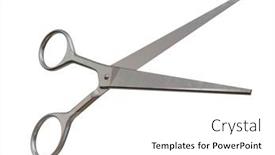  Presentation with hairdressing salon - PPT theme featuring scissors-on-a-white-background background and a  colored foreground