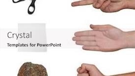  Presentation with game - Presentation theme with scissors paper stone - game isolated on white background background and a light gray colored foreground