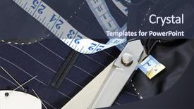  Presentation with tape measure - Amazing PPT theme having pinstripe - still life photo backdrop and a tawny brown colored foreground