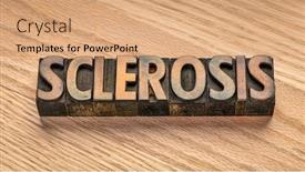  Presentation with sclerosis - Cool new PPT theme with sclerosis-word-in-vintage-letterpress backdrop and a coral colored foreground