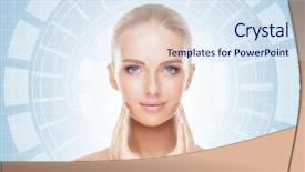  Presentation with biometric security - Cool new PPT theme with biometric verification security facial recognition backdrop and a sky blue colored foreground