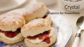  Presentation with afternoon tea - Presentation theme having scones tea clotted cream background and a coral colored foreground