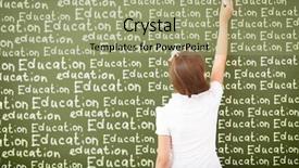  Presentation with class - PPT theme featuring scoolgirl standing in class near background and a mint green colored foreground