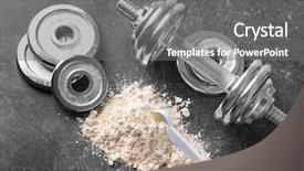  Presentation with protein - Cool new PPT theme with scoop dumbbell and disk backdrop and a gray colored foreground