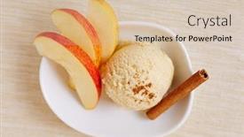  Presentation with cinnamon - Colorful PPT theme enhanced with scoop of apple cinnamon ice cream with fresh apple slices backdrop and a lemonade colored foreground