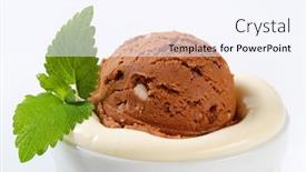  Presentation with chocolate ice cream - Slide set having bunch of freshly picked green beans on a wooden surface background and a wine colored foreground