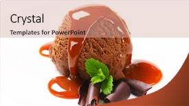  Presentation with chocolate ice cream - PPT layouts consisting of scoop of chocolate ice cream background and a coral colored foreground