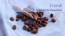  Presentation with coffee beans - Colorful PPT layouts enhanced with scoop-of-coffee-beans backdrop and a sky blue colored foreground
