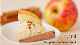  Presentation with cinnamon - Presentation theme enhanced with scoop of homemade cinnamon ice cream with apple for christmas background and a coral colored foreground