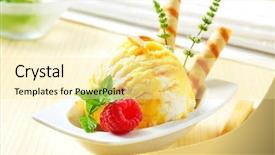  Presentation with wafer - Slide set with scoop of ice cream background and a blonde colored foreground