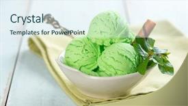  Presentation with ice cream colourful gelato flavors - Presentation theme with scoop of mint ice cream background and a sky blue colored foreground