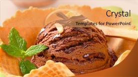  Presentation with wafer - Presentation featuring scoop of mocha ice cream background and a yellow colored foreground