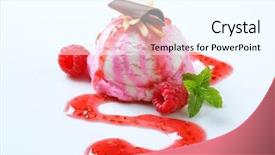 Presentation with tropical ice cream - Theme featuring scoop of raspberry ice cream background and a cool aqua colored foreground