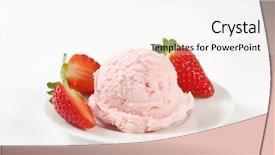  Presentation with ice cream strawberry - Slide deck enhanced with scoop of strawberry ice cream background and a white colored foreground