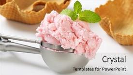  Presentation with strawberry ice cream - Amazing PPT theme having scoop of strawberry ice cream backdrop and a  colored foreground