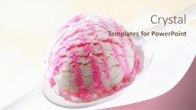  Presentation with ice cream strawberry - Colorful slide deck enhanced with scoop of strawberry lemon ice cream on spoon backdrop and a cream colored foreground