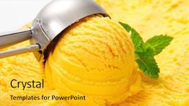  Presentation with ice cream - Slide set consisting of scoop of yellow ice cream background and a gold colored foreground