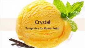  Presentation with ice cream - Colorful presentation theme enhanced with closeup dried mango fruit - scoop of yellow ice cream backdrop and a yellow colored foreground